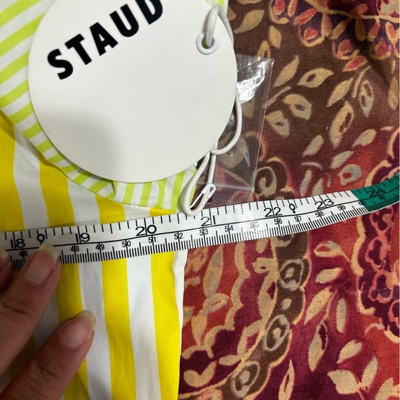 Staud NWT Martha Multicolor Mixed Stripe Stretch Cotton Button-up Shirt Size M - Picture 12 of 12